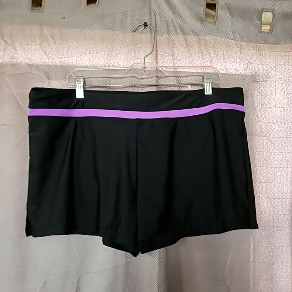 ZeroXposur Swim Shorts Womens XXL Black Colorblock Elastic Waist Lined Stretch